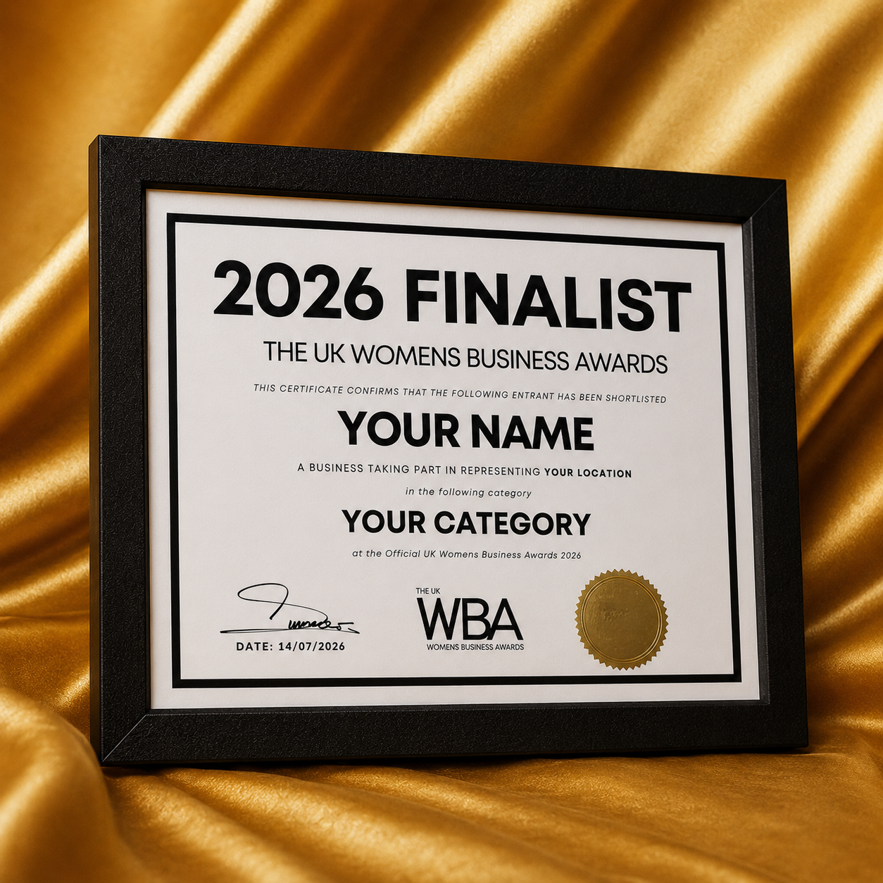 Finalist Framed Certificate